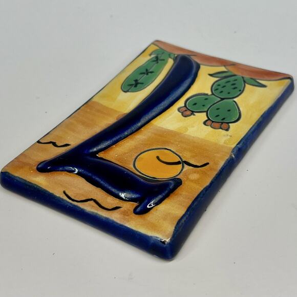 Talavera Mexican Pottery Address Tile Number 7 Hand Painted Cactus 3.5x5.5” - Picture 2 of 4
